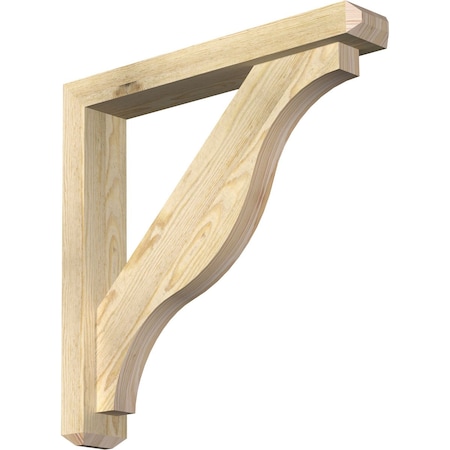 Ekena Millwork Funston Craftsman Rough Sawn Bracket w/ Offset Brace, Douglas Fir, 4"W x 24"D x 24"H BKT0402X24X24FST04RDF